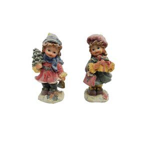 Vintage K’s Collection Flocked Resin Christmas Figurines , set of 2